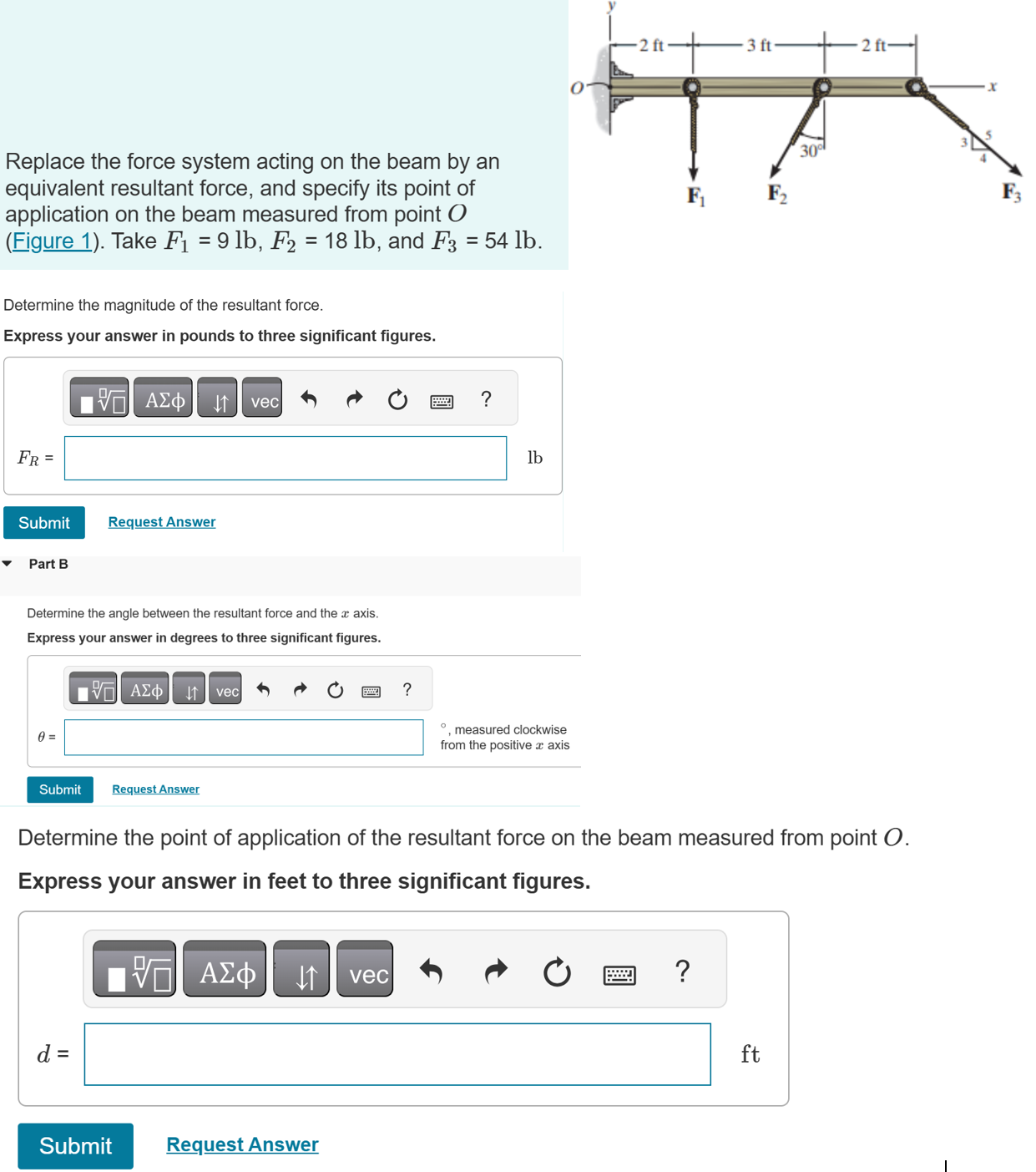 Solved Replace The Force System Acting On The Beam By An