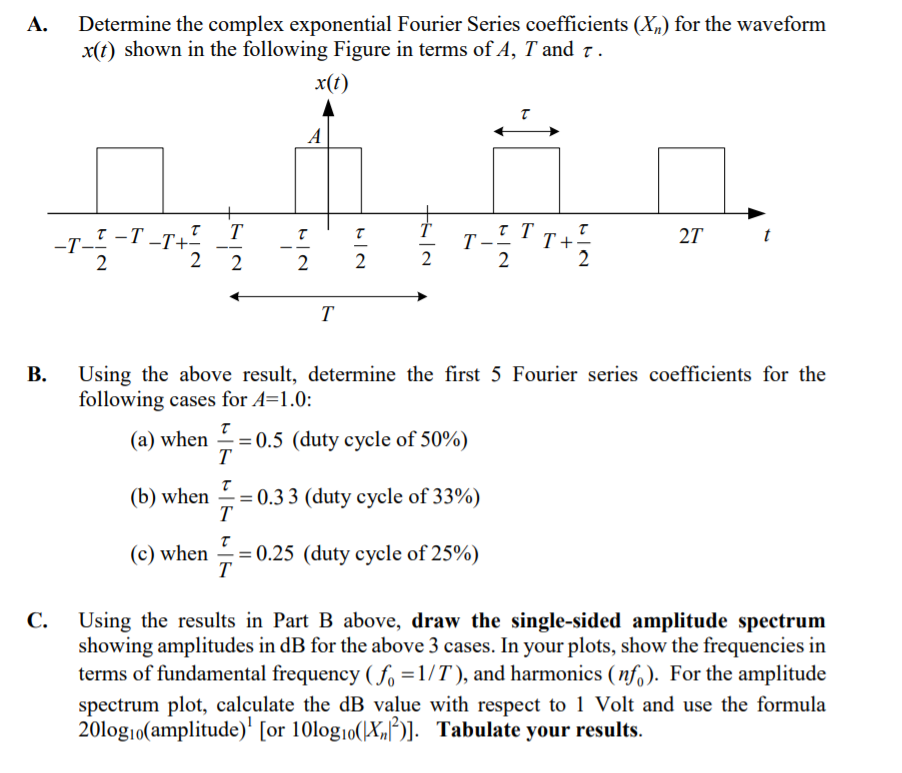 Solved A Determine The Complex Exponential Fourier Series Chegg