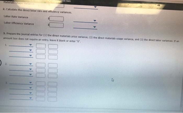 Solved Direct Labor And Direct Materials Variances Journal Chegg