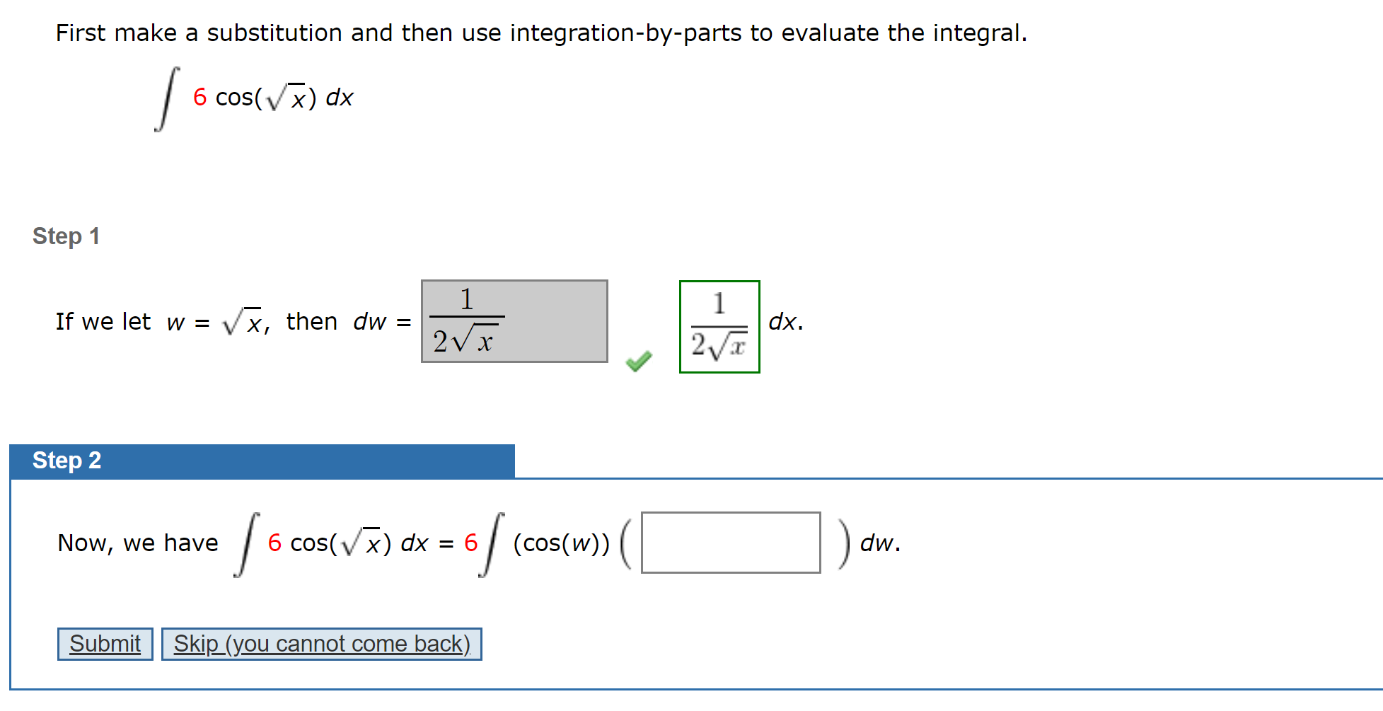 Solved Tutorial Exercise Evaluate The Integral X Cos X Chegg