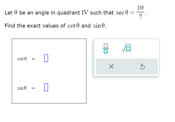 Solved Let Be An Angle In Quadrant Iv Such That Sec Chegg