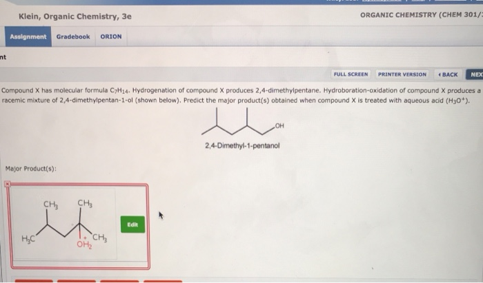 Solved Compound X Has Molecular Formula C7H14 Hydrogenation Chegg