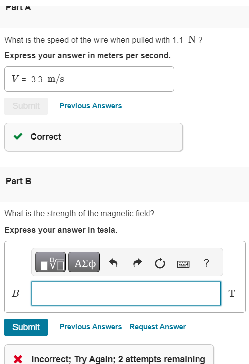 Solved A Cm Long Wire Is Pulled Along A U Shaped Chegg