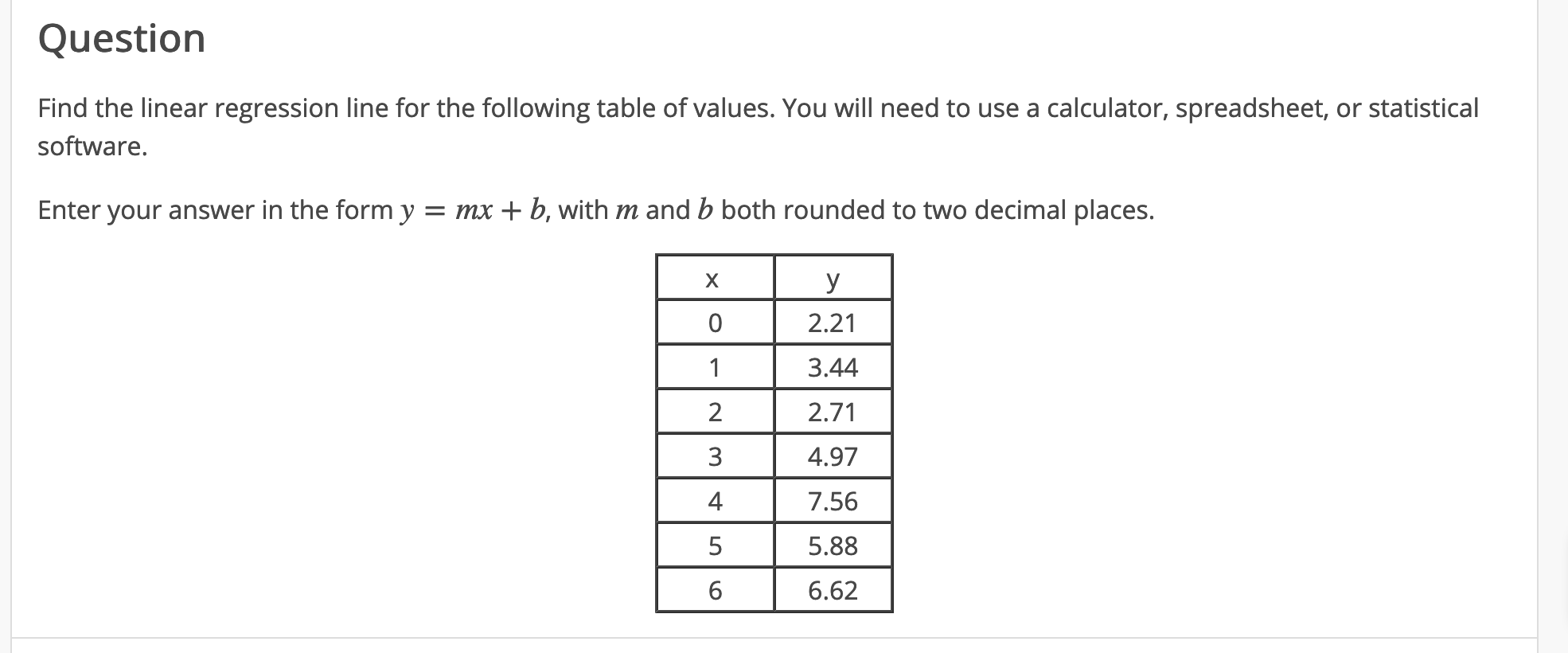 Solved Question Find The Linear Regression Line For The Chegg