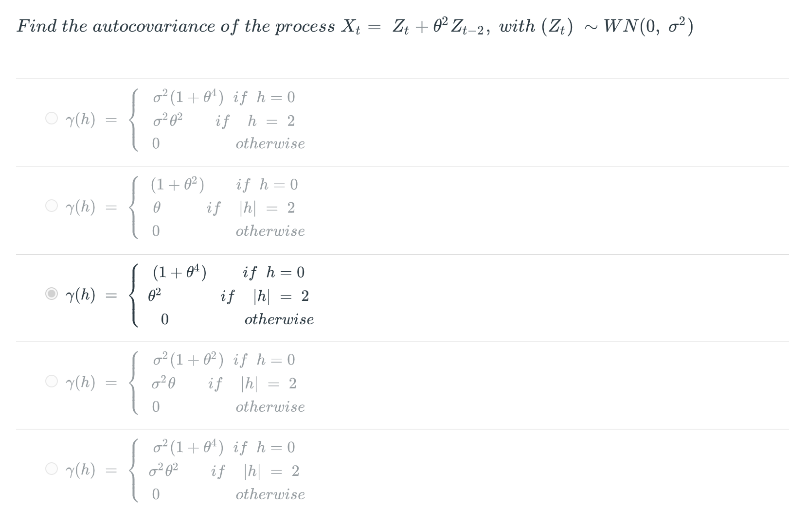 Solved Find The Autocovariance Of The Process Xt Zt Zt Chegg