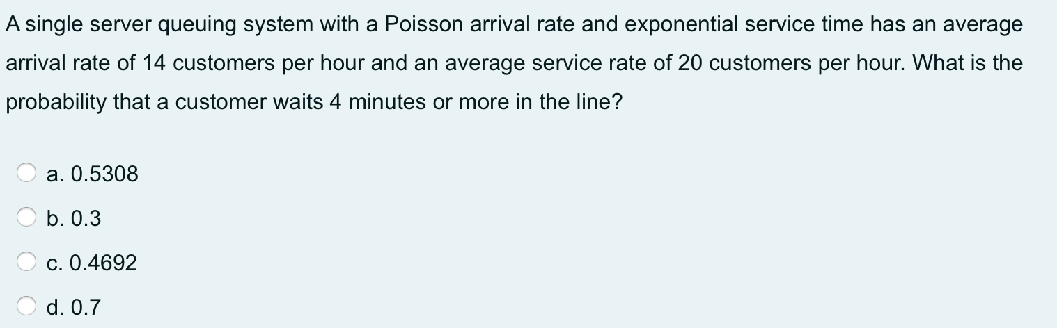 Solved A Single Server Queuing System With A Poisson Arrival Chegg