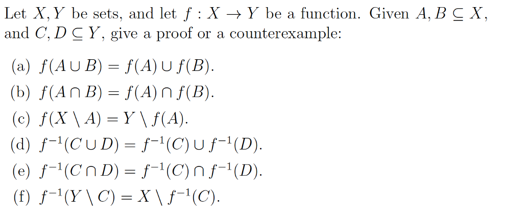 Solved Let X Y Be Sets And Let F X Y Be A Function Chegg