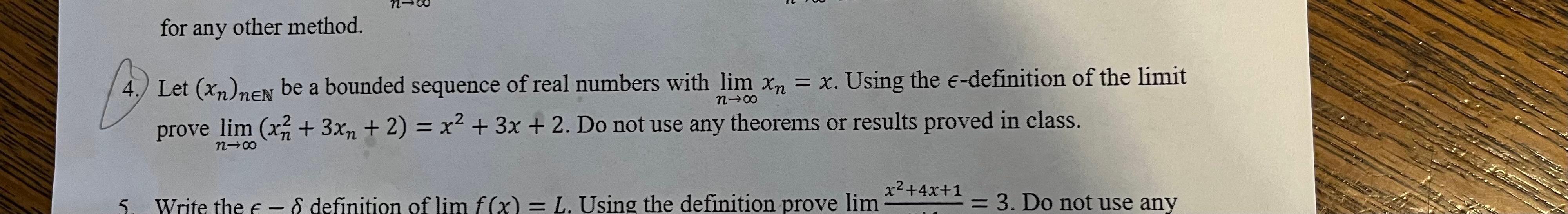 Solved 4 Let Xn NN Be A Bounded Sequence Of Real Numbers Chegg