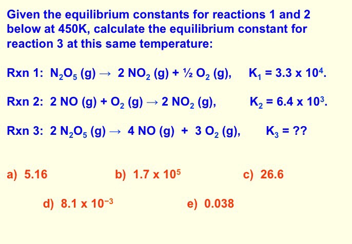 Solved Given The Equilibrium Constants For Reactions And Chegg