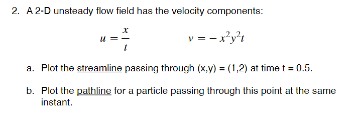 Solved 2 A 2 D Unsteady Flow Field Has The Velocity Chegg