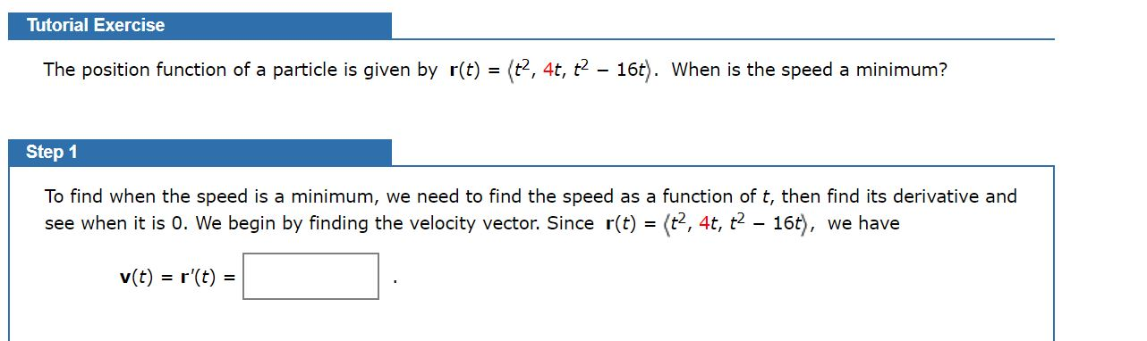 Solved Tutorial Exercise The Position Function Of A Particle Chegg