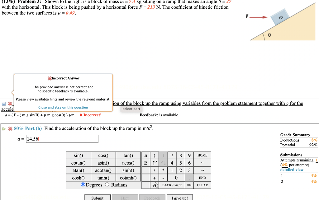 Solved 13 Problem 3 Shown To The Right Is A Block Of Chegg