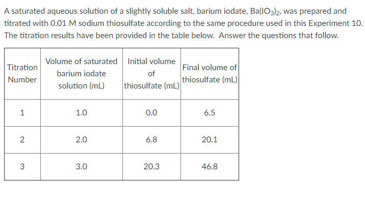 Solved Calculate The Number Of Moles Of Thiosulfate Used In Chegg