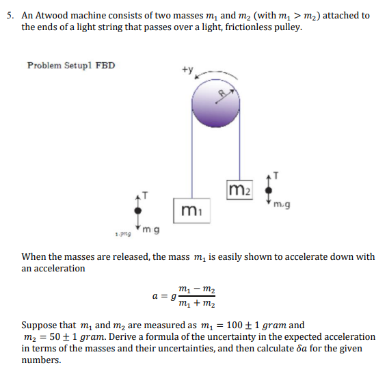 Solved 5 An Atwood machine consists of two masses m₁ and m₂ Chegg