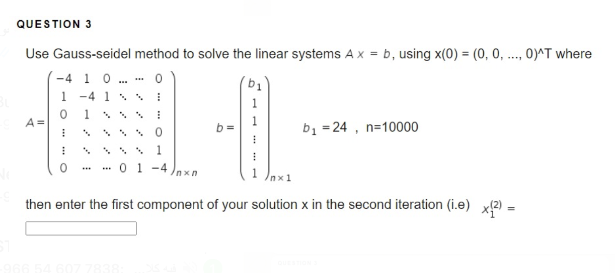 Solved Question Use Gauss Seidel Method To Solve The Chegg