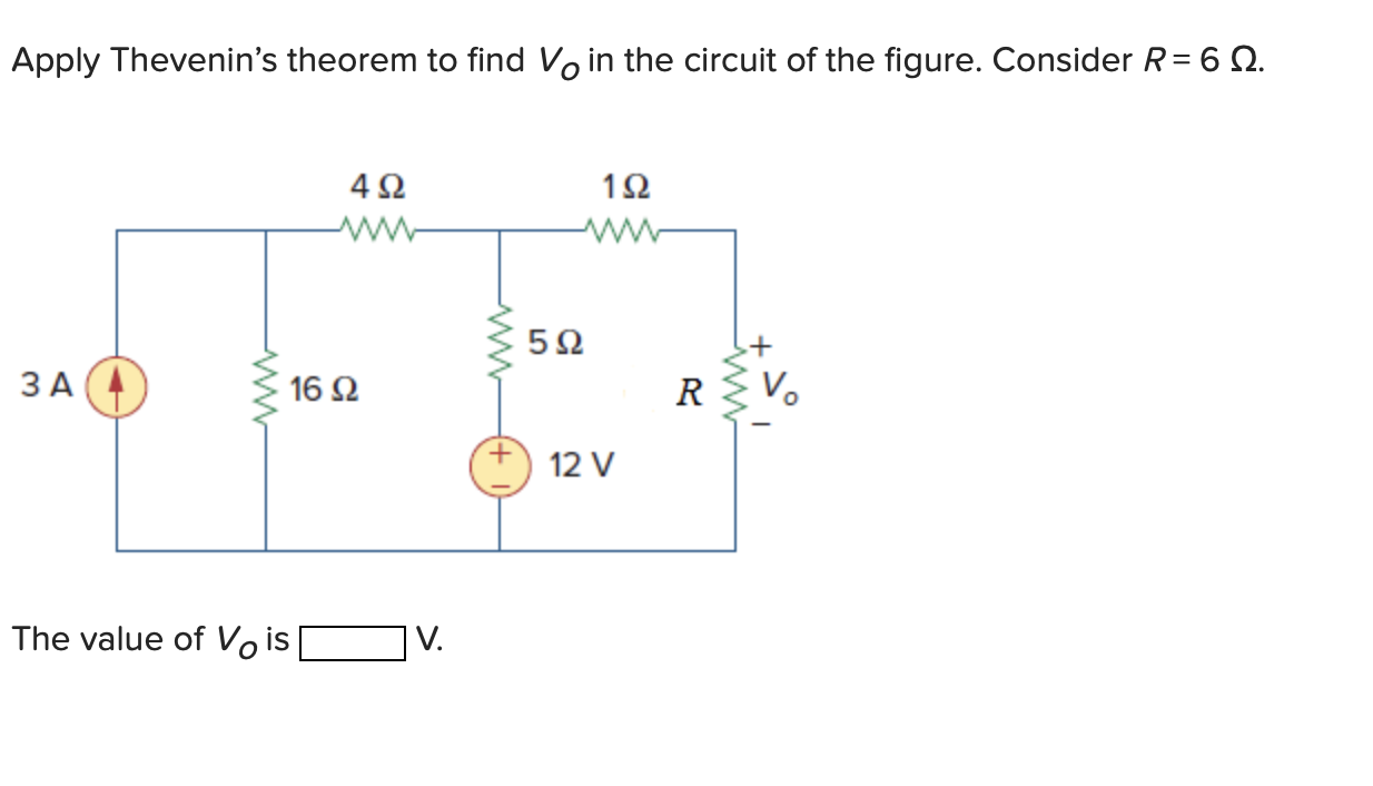 Solved Apply Thevenin S Theorem To Find Vo In The Circuit Of Chegg