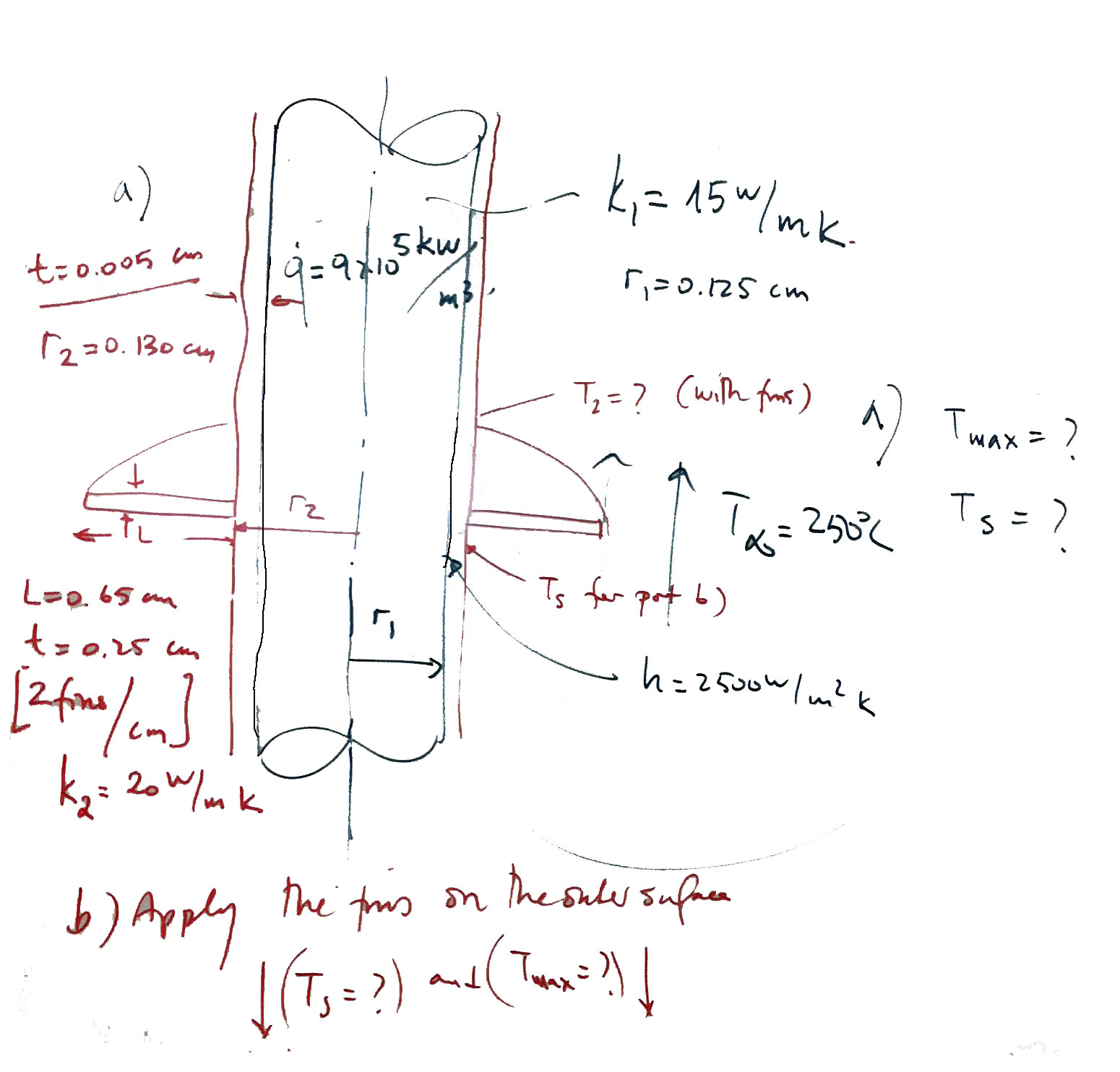 All variables are given in the scheme, t, L, q etc.