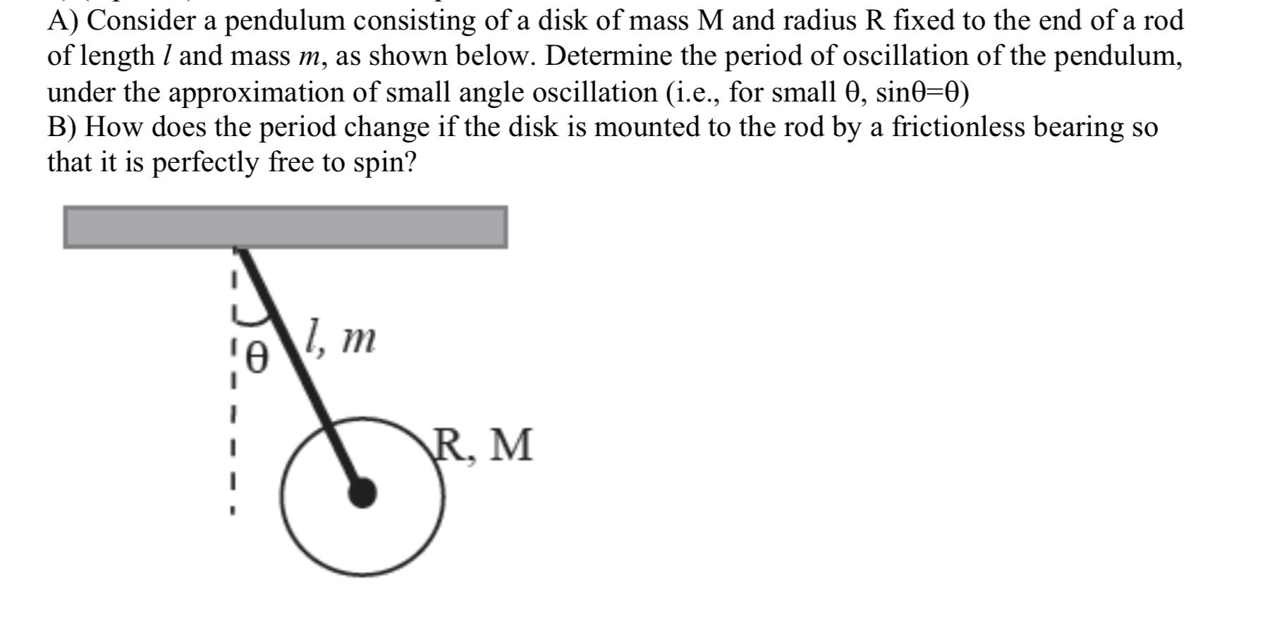 Solved A Consider A Pendulum Consisting Of A Disk Of Mass M Chegg