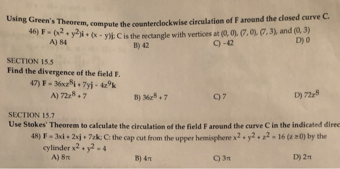 Solved Using Green S Theorem Compute The Counterclockwise Chegg