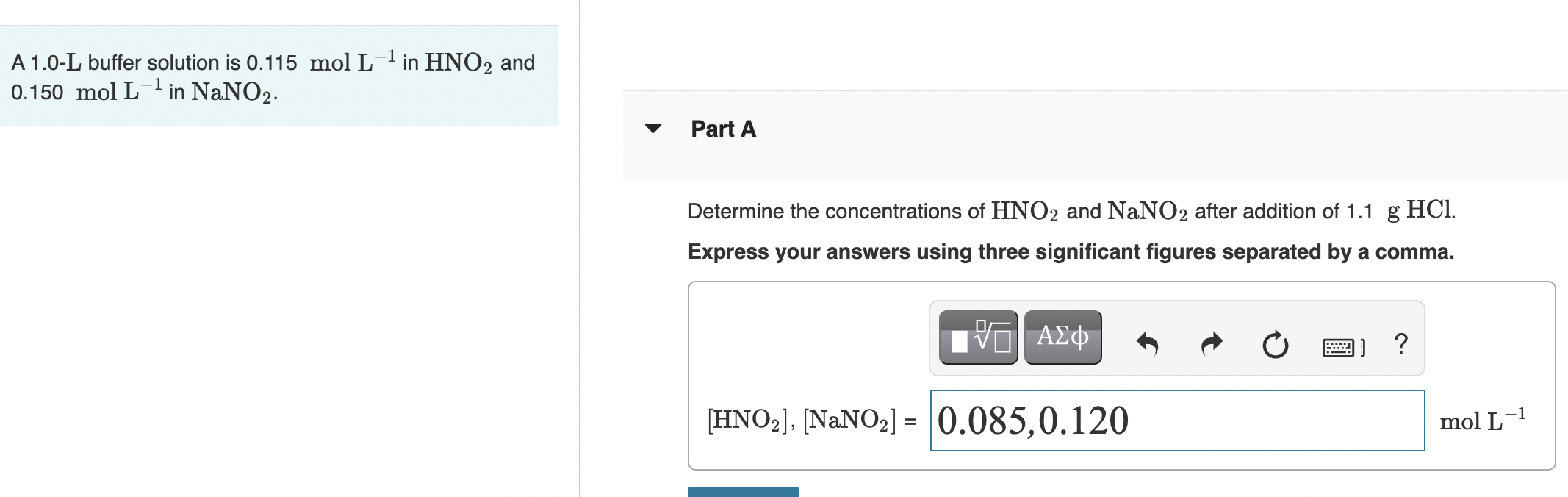 Solved A L Buffer Solution Is Moll In Hno And Chegg