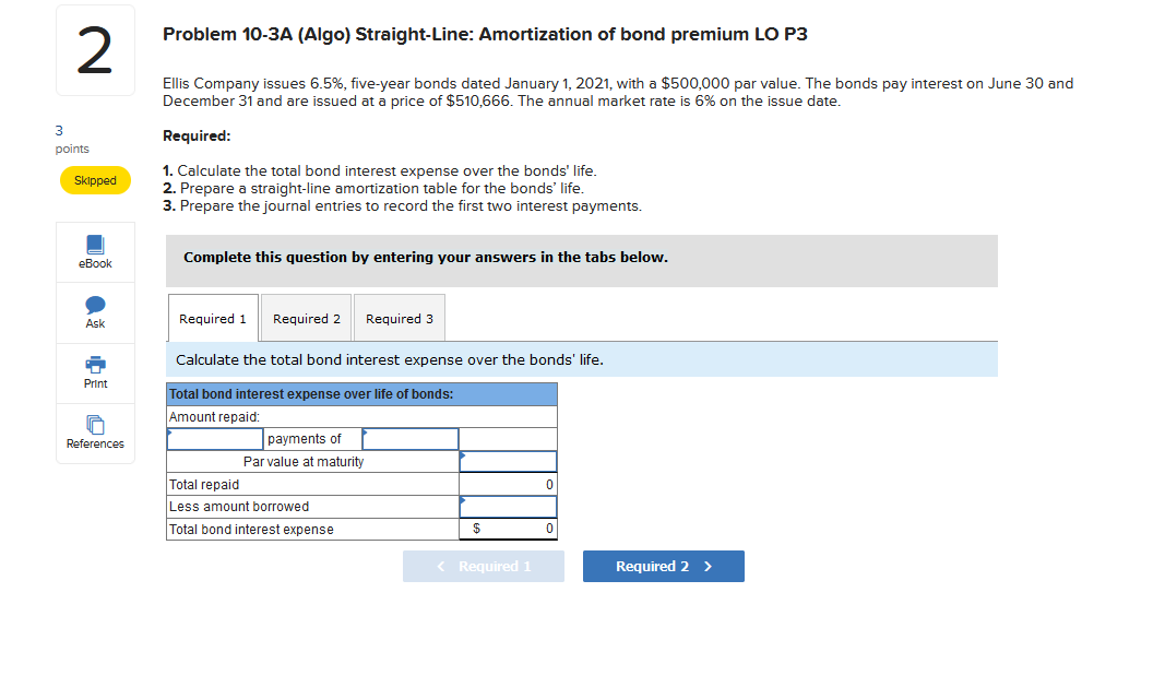 Solved Problem 10 3A Algo Straight Line Amortization Of Chegg