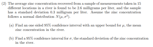 Solved The Average Zinc Concentration Recovered From A Chegg