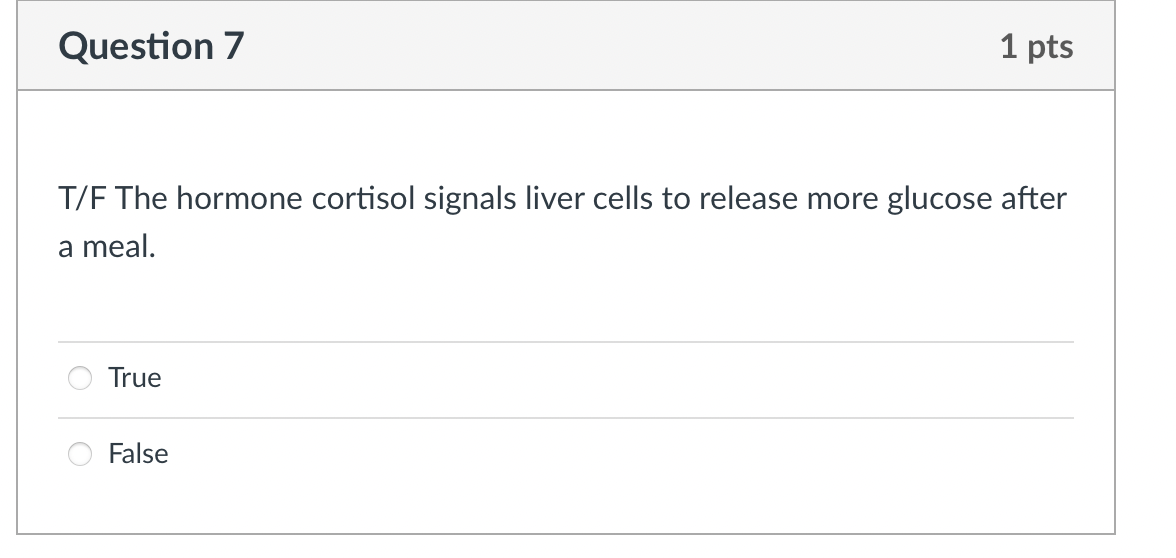 Solved T F The Hormone Cortisol Signals Liver Cells To Chegg