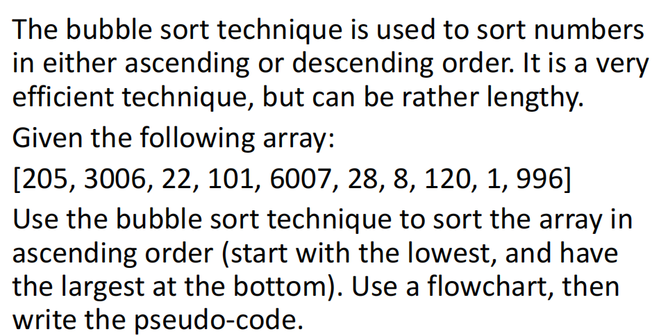 Solved The Bubble Sort Technique Is Used To Sort Numbers In Chegg