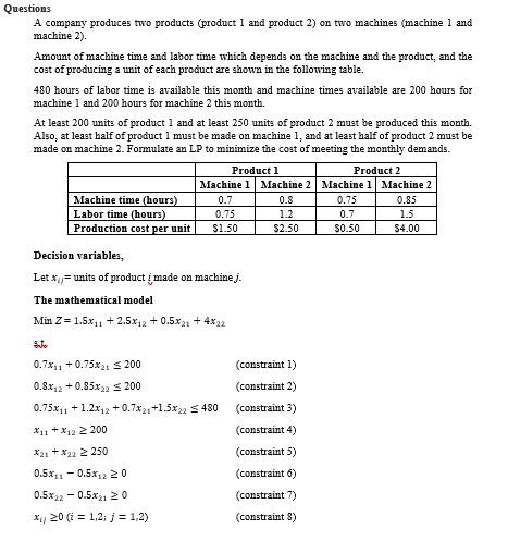 Solved Uestions A Company Produces Two Products Product Chegg