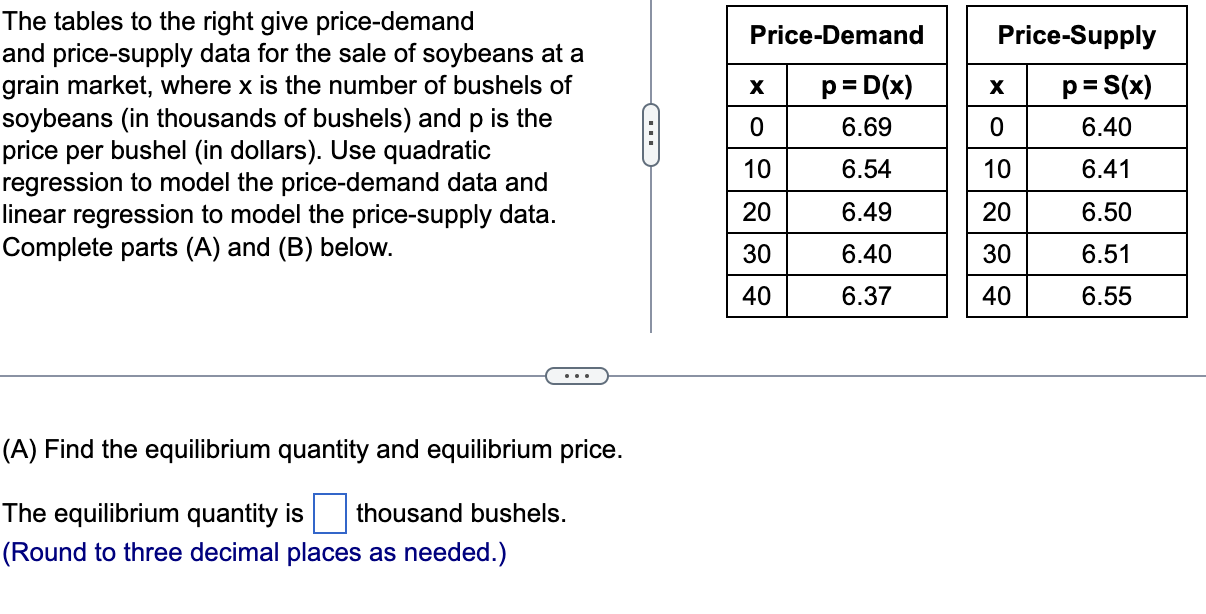 Solved A Find The Equilibrium Quantity And Equilibrium Chegg