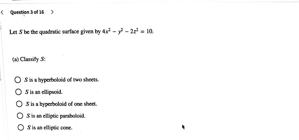 Solved Let S Be The Quadratic Surface Chegg