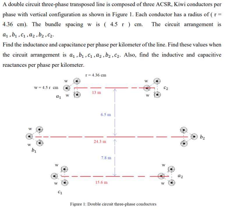 Solved A Double Circuit Three Phase Transposed Line Is Chegg