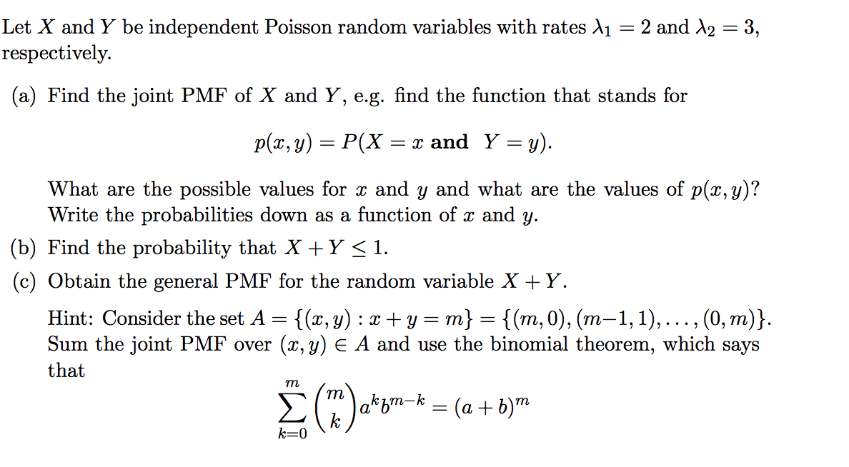 Solved Let X And Y Be Independent Poisson Random Variables Chegg