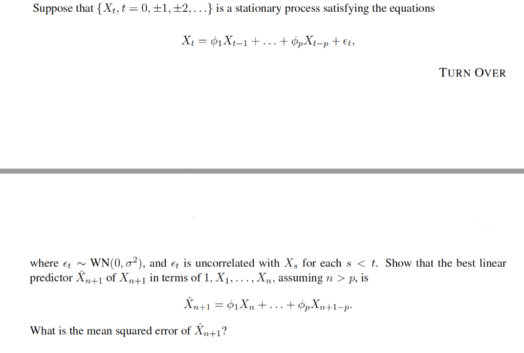 Solved Suppose That Xt T Is A Stationary Process Chegg