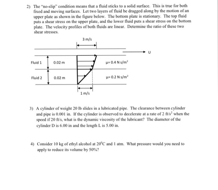Solved The "noslip" Condition Means That A Fluid Sticks