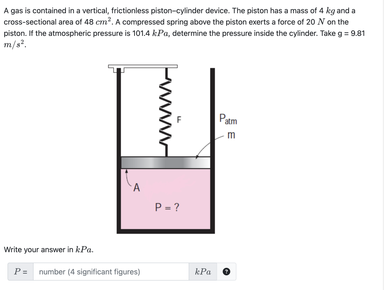 Solved A Gas Is Contained In A Vertical Frictionless Chegg