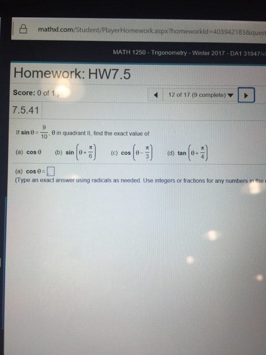 mathxl homework answers