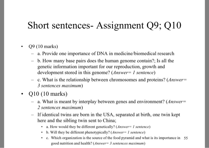 Solved Short Sentences Assignment Q Q Q Marks Chegg