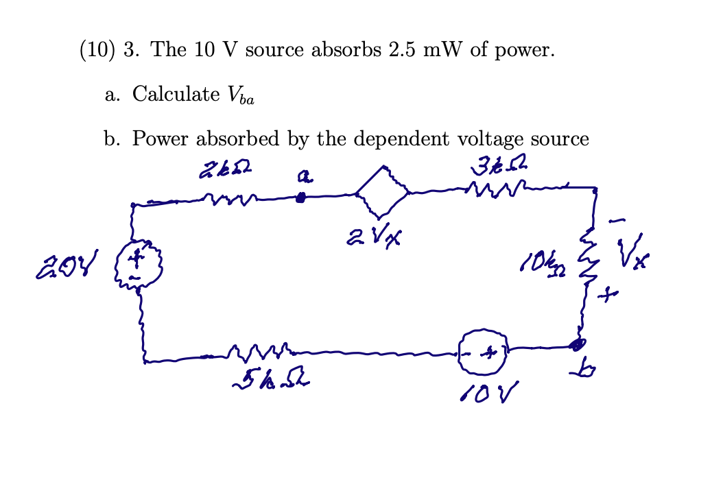 Solved The V Source Absorbs Mw Of Power A Chegg