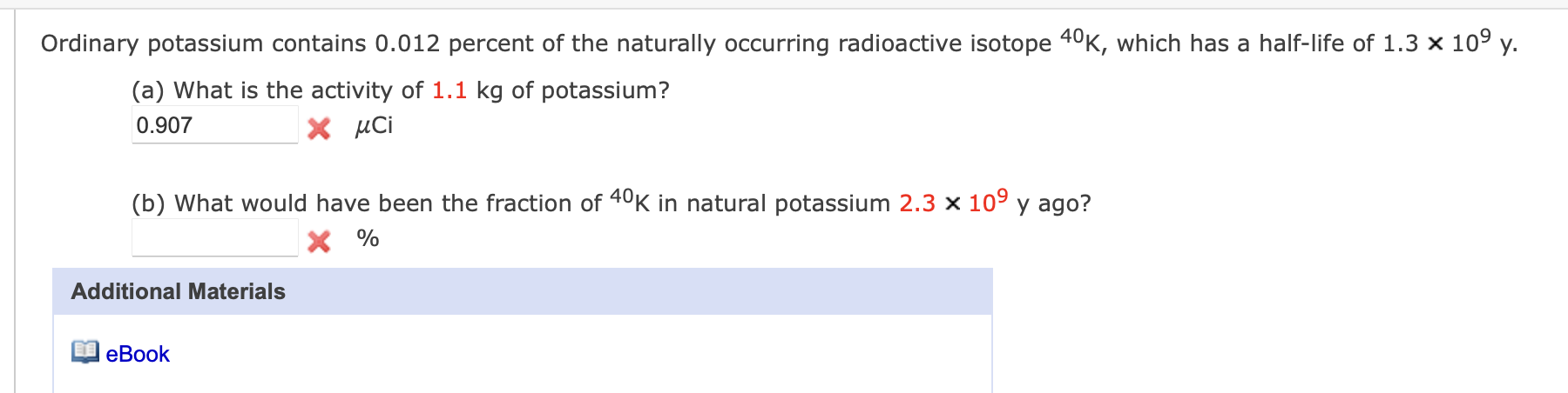 Solved Ordinary Potassium Contains 0 012 Percent Of The Chegg