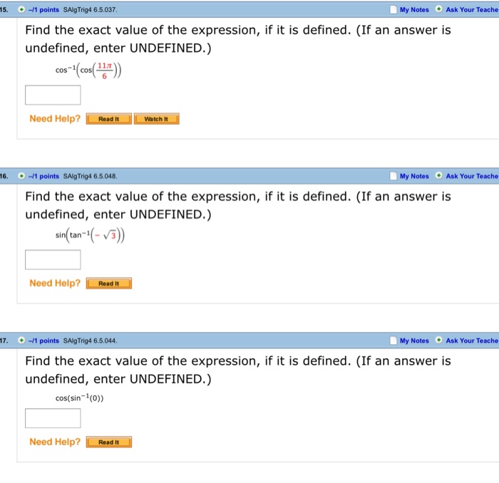 Solved Find The Exact Value Of The Expression If It Is Chegg