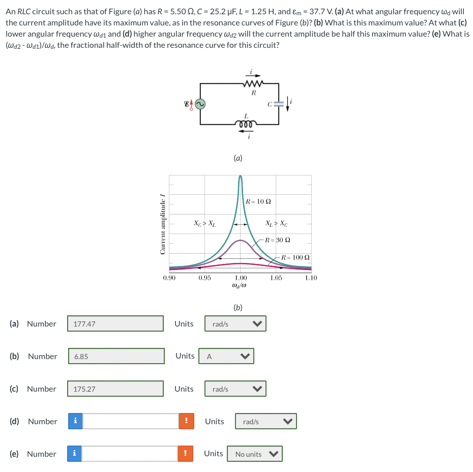 Solved An Rlc Circuit Such As That Of Figure A Has R Chegg