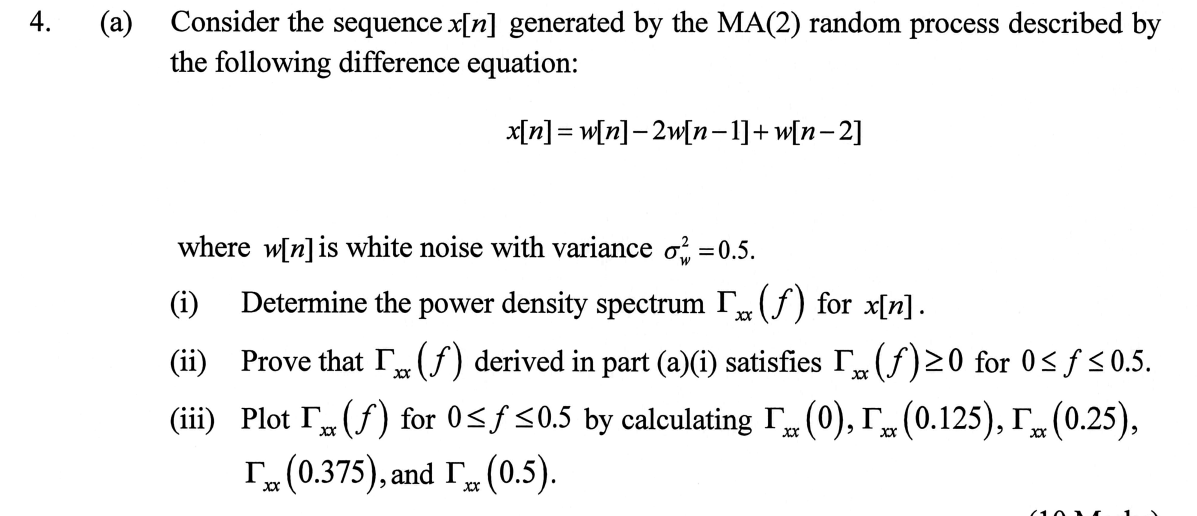 A Consider The Sequence X N Generated By The MA 2 Chegg