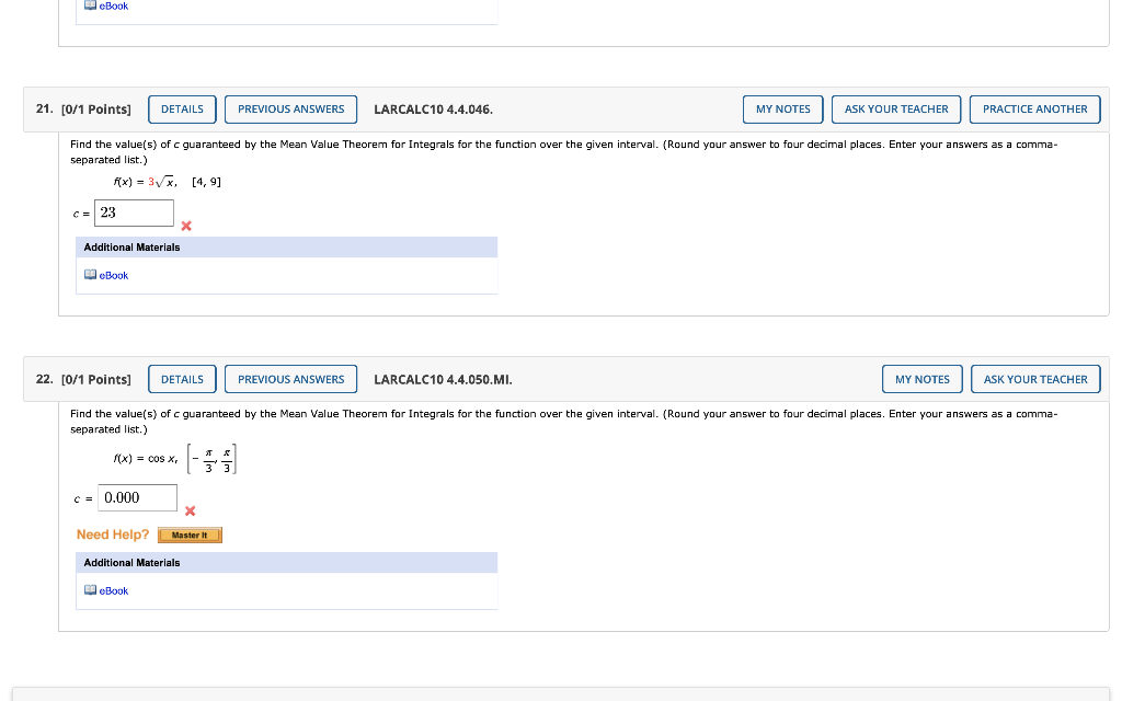 Solved Find The Value S Of C Guaranteed By The Mean Value Chegg