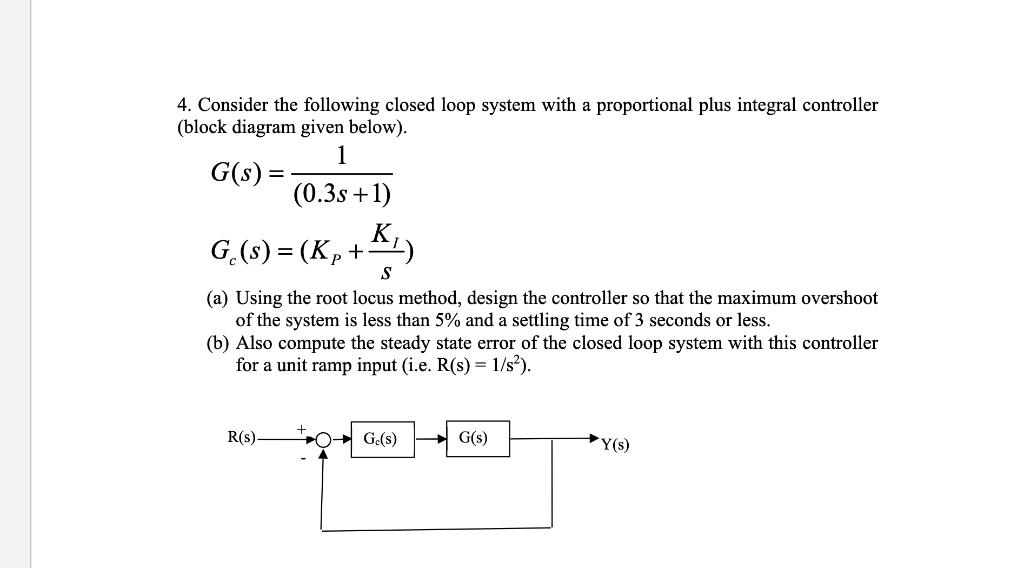 Solved Consider The Following Closed Loop System With A Chegg