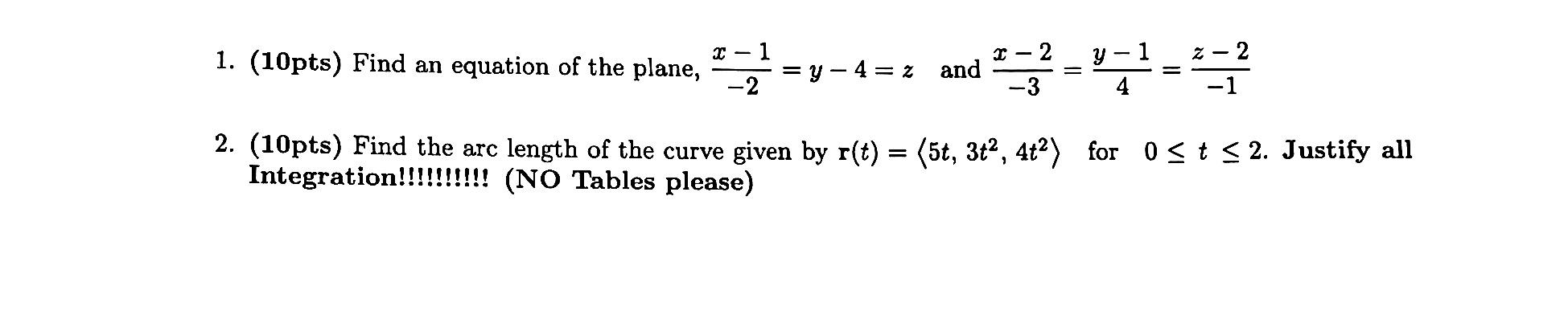 Solved Pts Find An Equation Of The Plane X Y Z Chegg