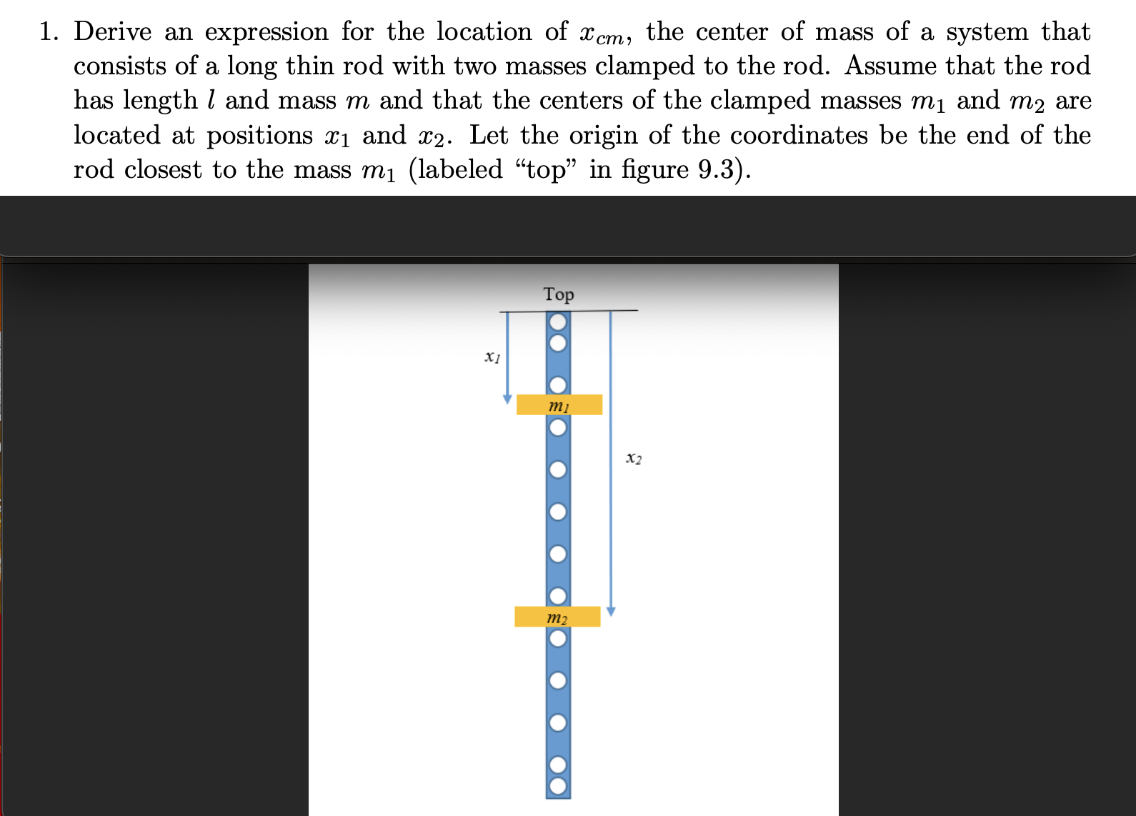 Solved Derive An Expression For The Location Of Xcm The Chegg