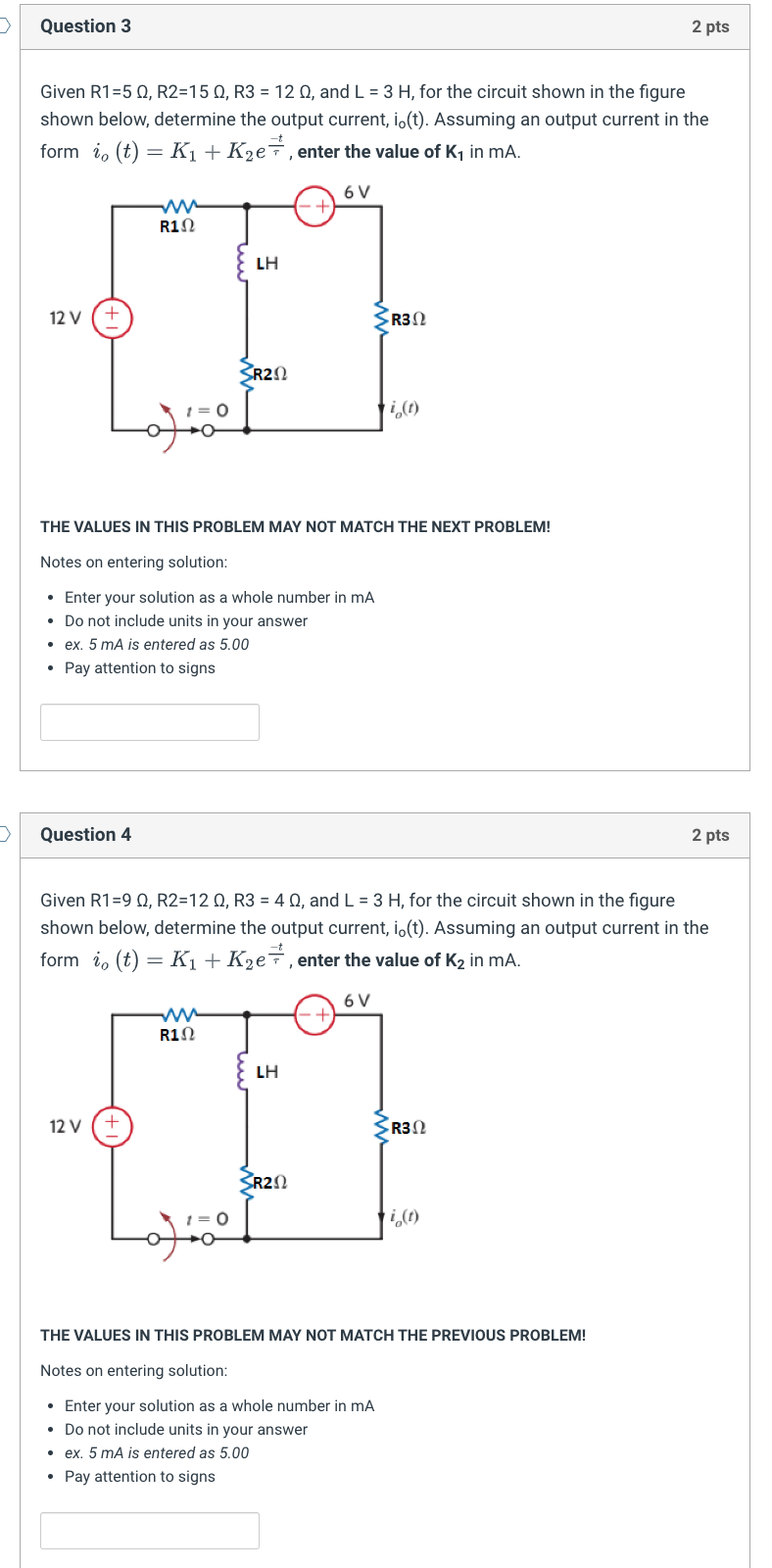 Solved Given R1 5Ω R2 15Ω R3 12Ω and L 3H for the circuit Chegg