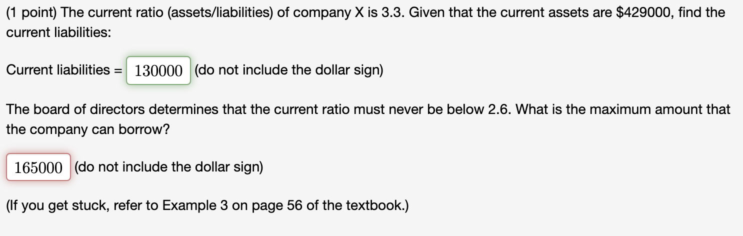 Solved 1 Point The Current Ratio Assets Liabilities Of Chegg