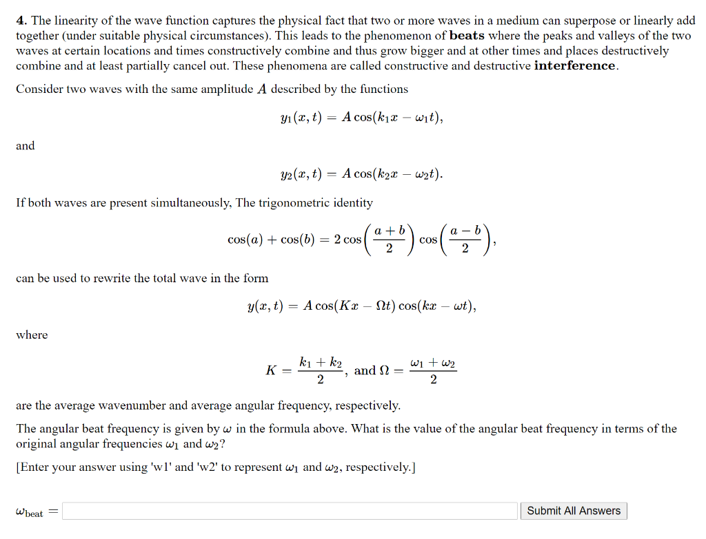 Solved The equation y x t Acos KxΩt cos kxωt might have Chegg